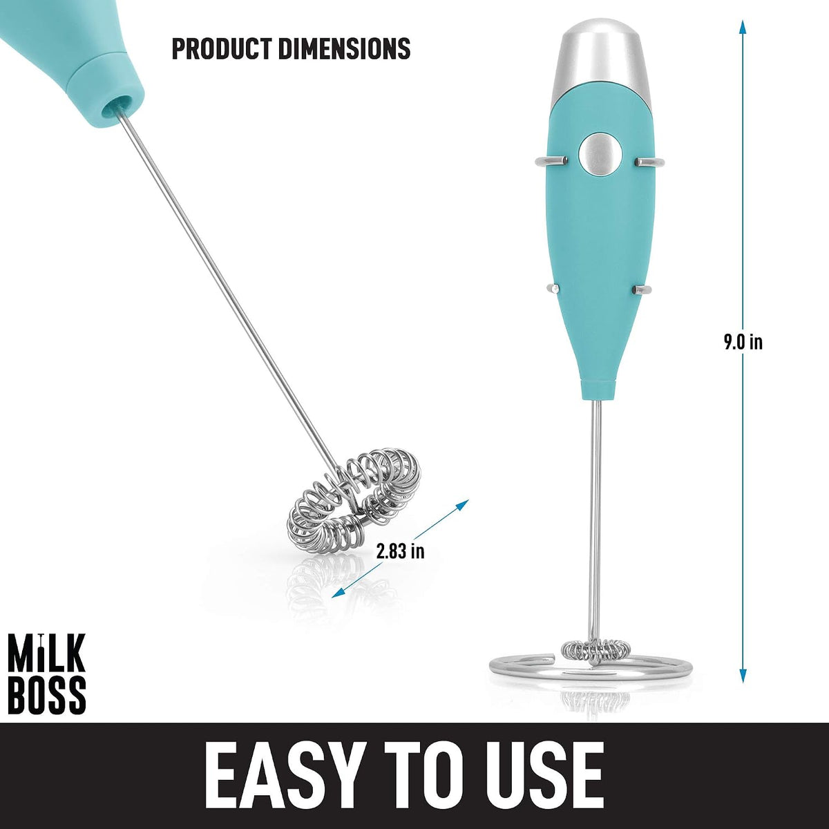 Matcha Whisk - Handheld Electric Stirrer - Frother Wand & Drink Mixer - Whisk for Green Tea - Durable Stainless Steel Blender - Smooth Teal Mighty