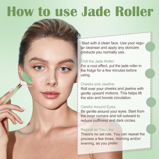 Spa Headband and Wristband Set for Women with Ice Jade Roller and Gua Sha, Skin Care Set Tools Puffy Makeup Headband Teen Girl Gifts Trendy Stuff Hair Accessories for Women