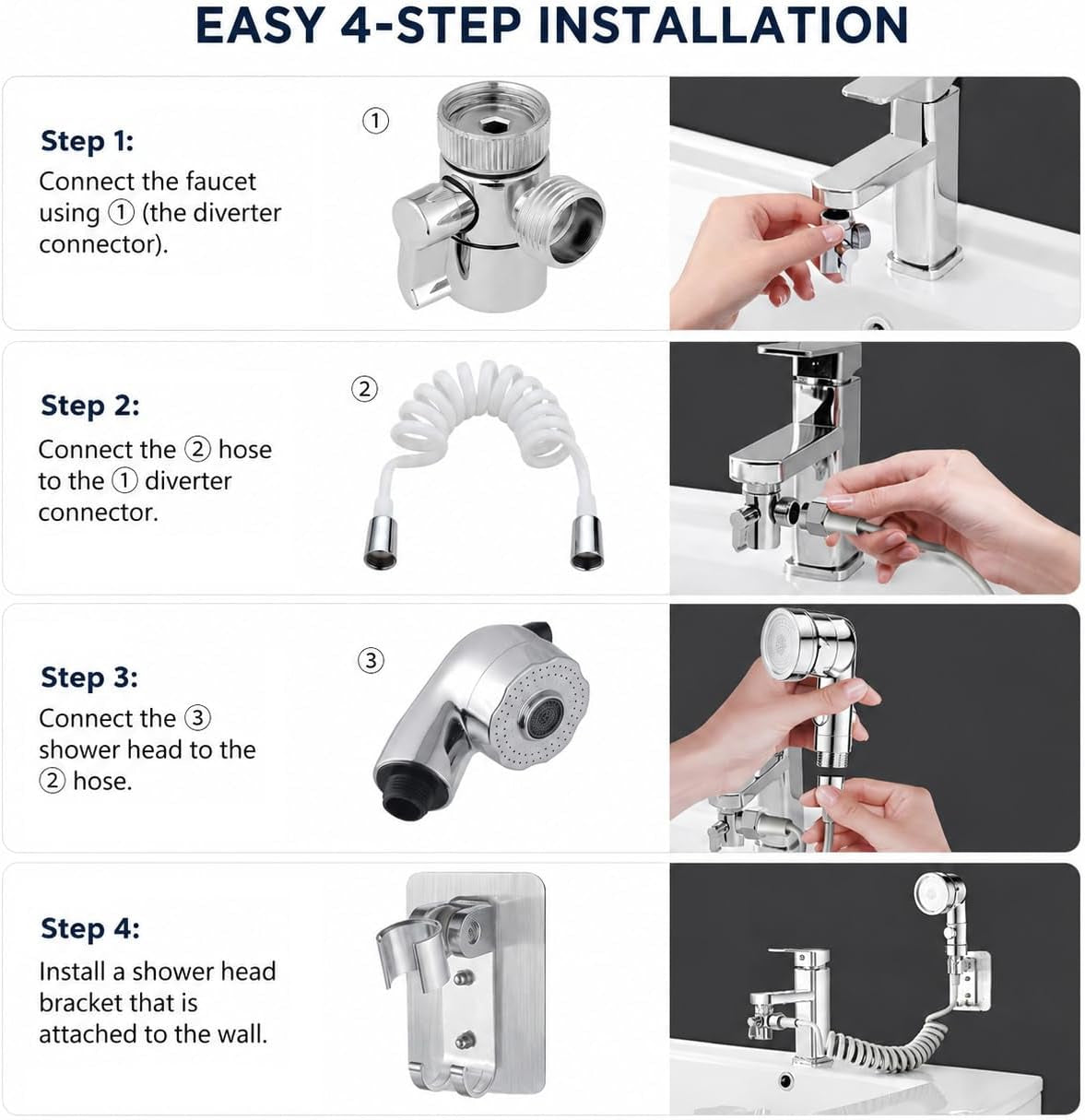 Sink Faucet Sprayer Hand Shower Sink Shower Hose Sprayer for Hair Washing,Rinser Set with Faucet Adapter, Shower Stand and Hose - for Utility Room, Bathroom, Laundry Tub