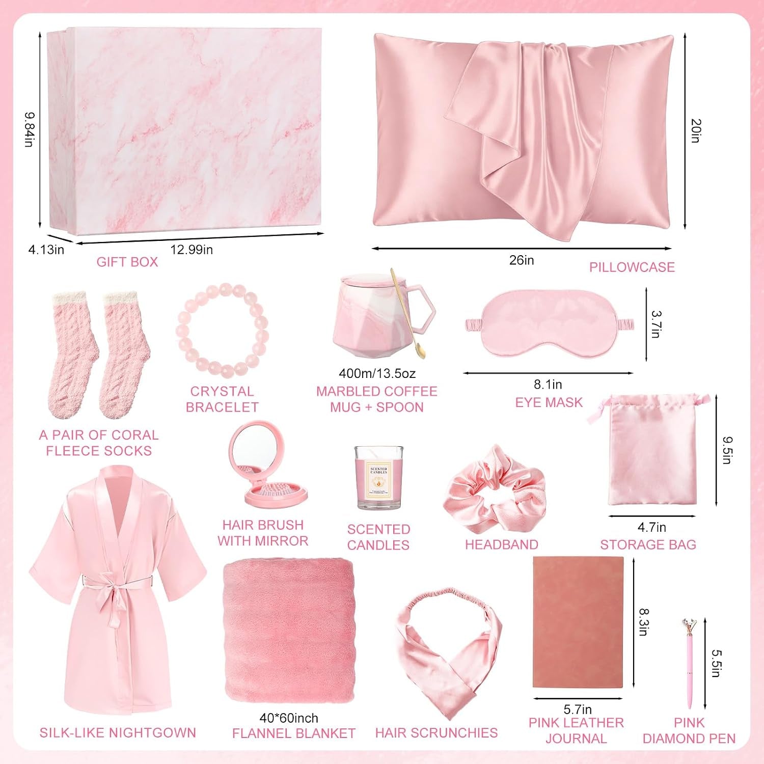 16 Pcs Birthday Gifts for Women, Pink