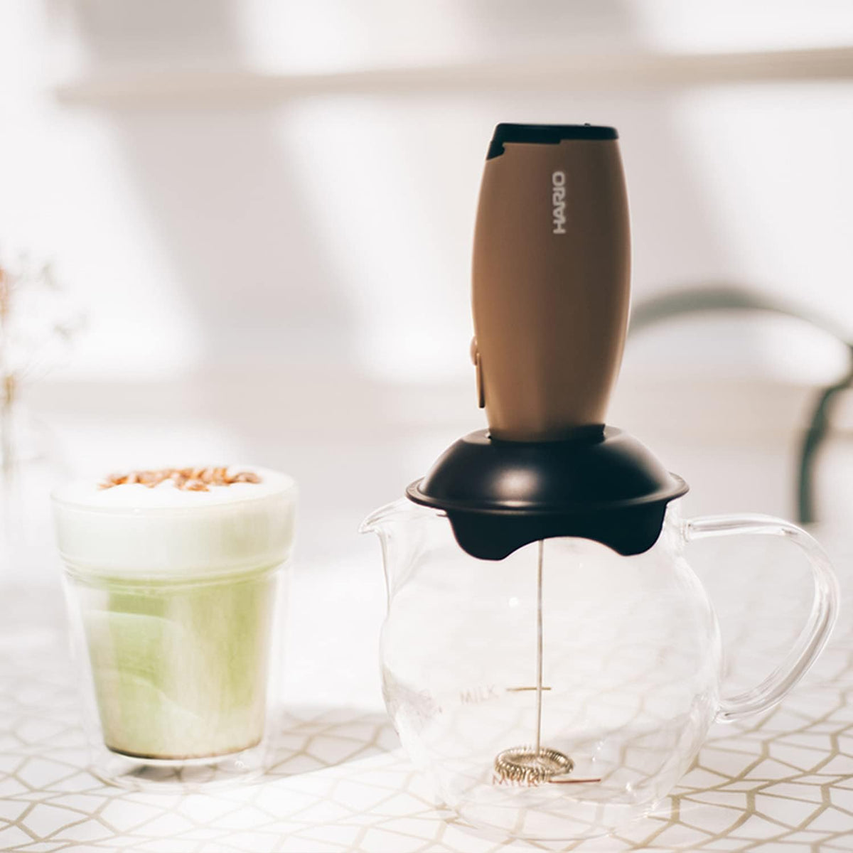 "Qto" Electric Milk Frother with Server, 100Ml, Brown