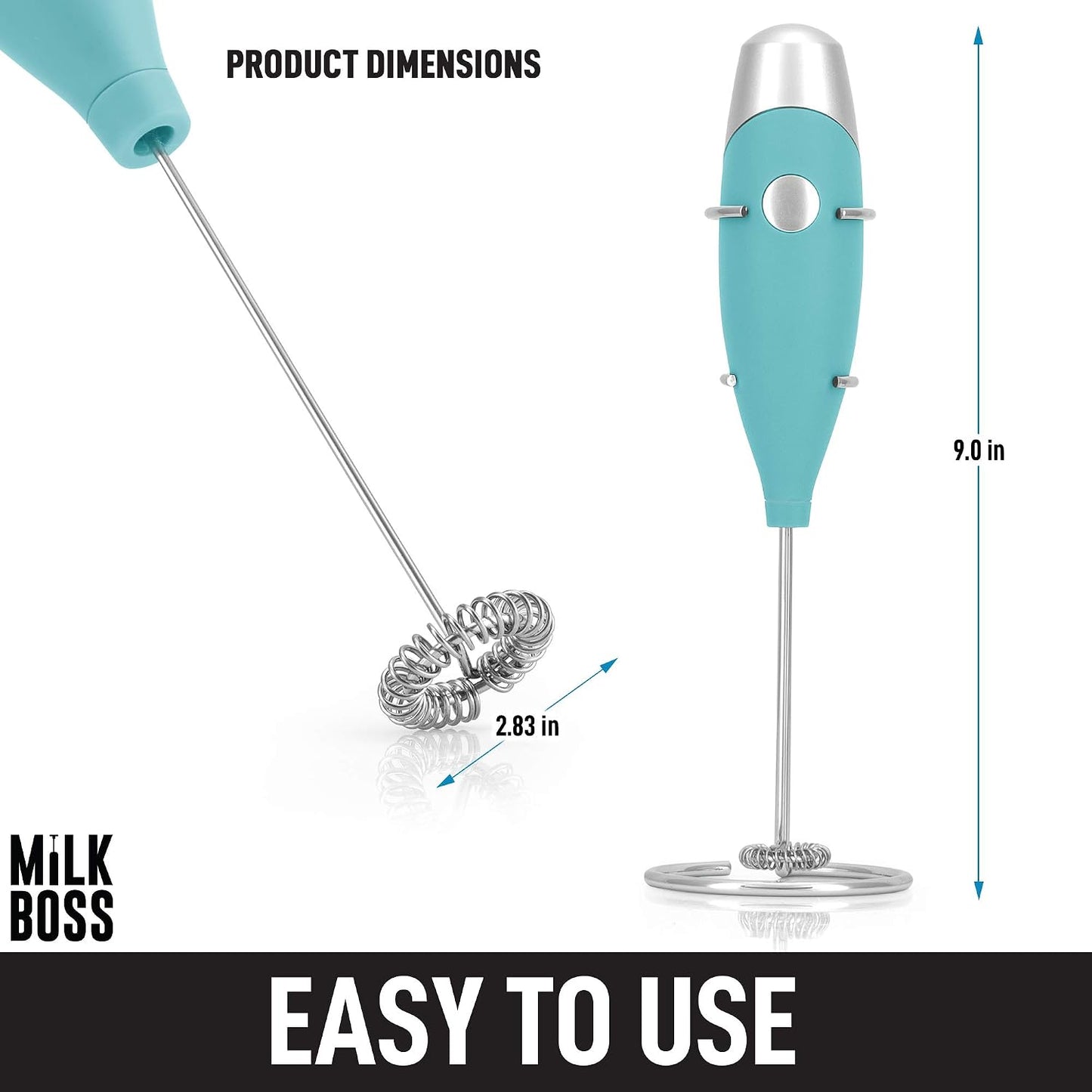 Matcha Whisk - Handheld Electric Stirrer - Frother Wand & Drink Mixer - Whisk for Green Tea - Durable Stainless Steel Blender - Smooth Teal Mighty
