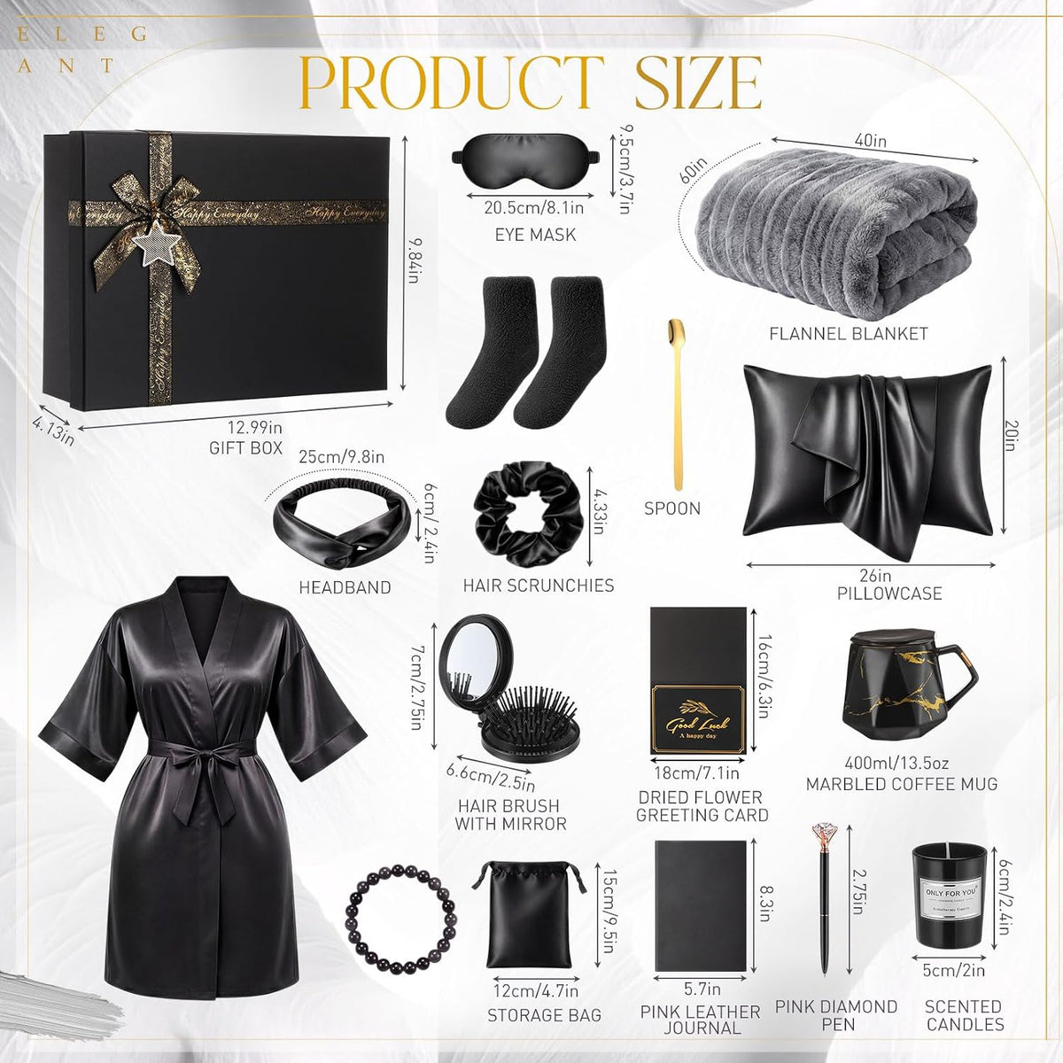16 Pcs Birthday Gifts for Women, Black