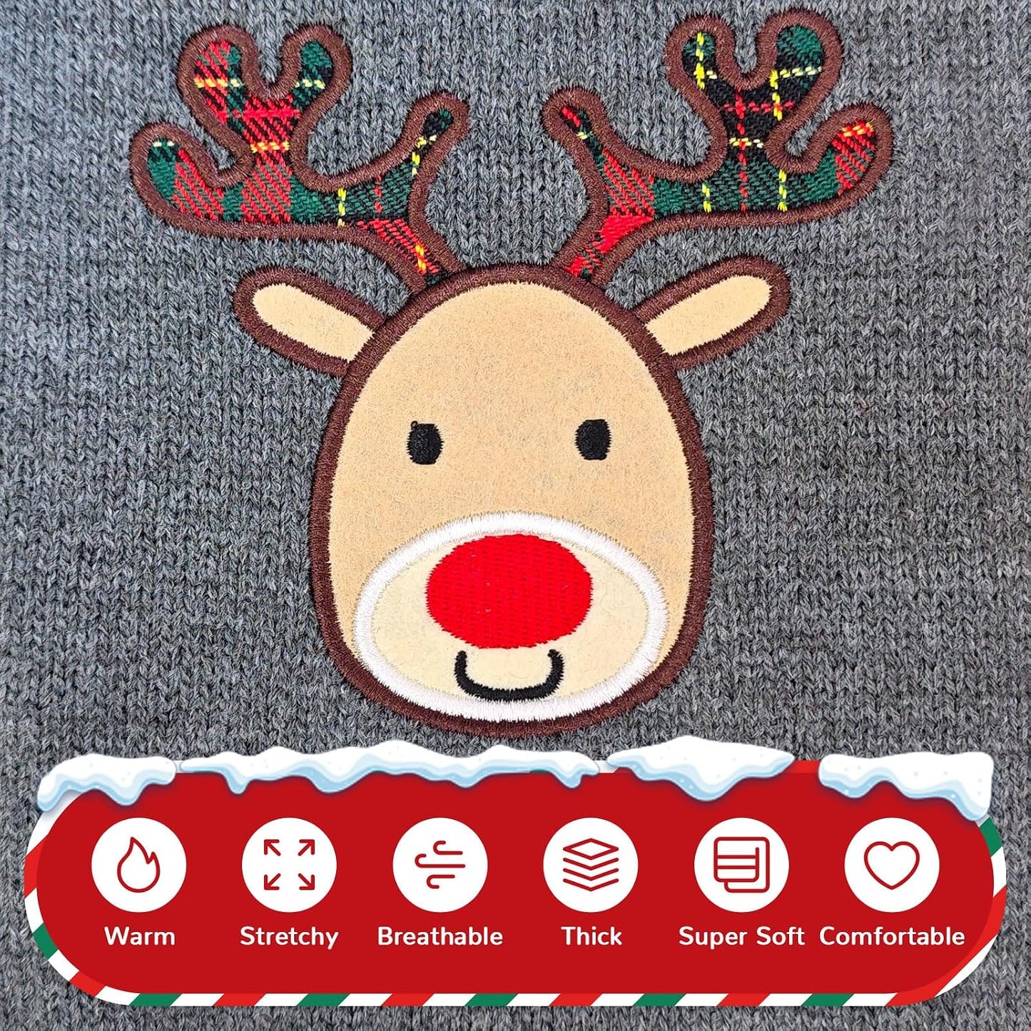 Reindeer Christmas Dog Sweater Gray Cat Sweater Vest Cartoon Elk Pet Holiday Dog Clothes Puppy Sweaters for Small Medium Large Dogs Cats Fall Winter Outfits Xmas Dogs Costume,Large