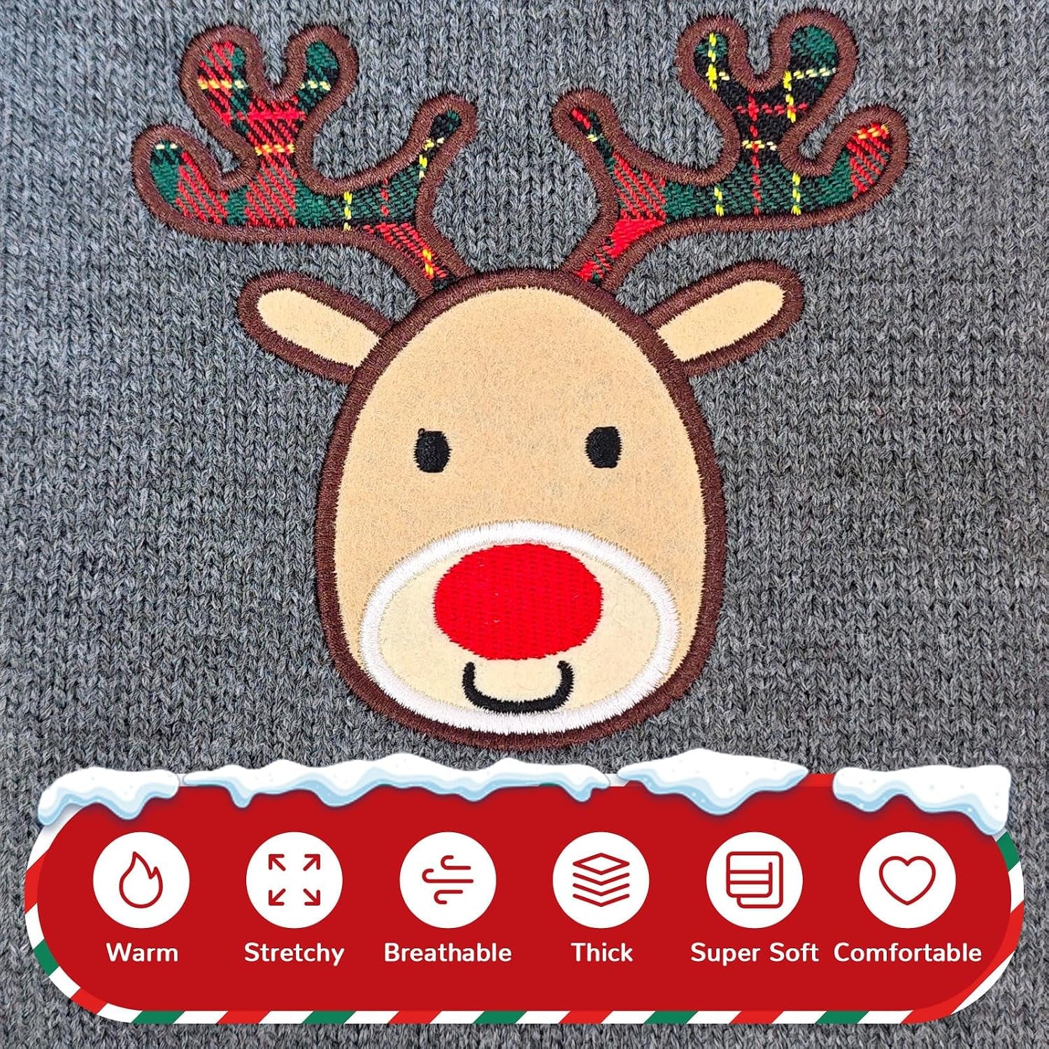 Reindeer Christmas Dog Sweater Gray Cat Sweater Vest Cartoon Elk Pet Holiday Dog Clothes Puppy Sweaters for Small Medium Large Dogs Cats Fall Winter Outfits Xmas Dogs Costume,Large