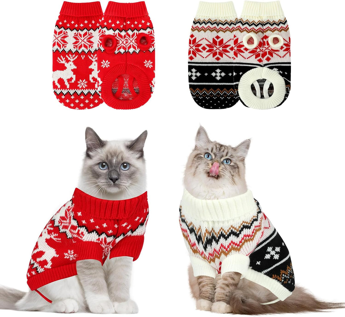 2 Pack Knit Pet Sweater, Winter Outfit for Cats & Small Dogs,L