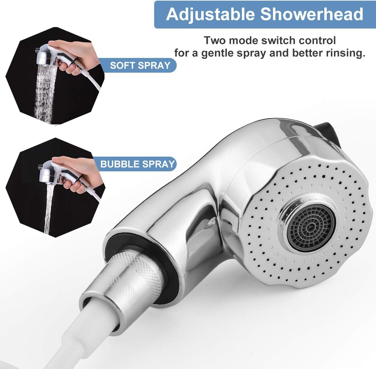 Sink Faucet Sprayer Hand Shower Sink Shower Hose Sprayer for Hair Washing,Rinser Set with Faucet Adapter, Shower Stand and Hose - for Utility Room, Bathroom, Laundry Tub