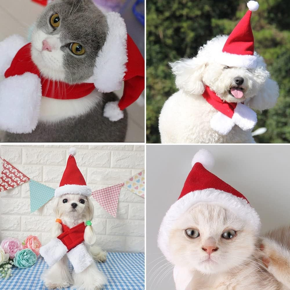 2PCS Cat Christmas Pet Costume for Kitten Christmas Costume Supplie