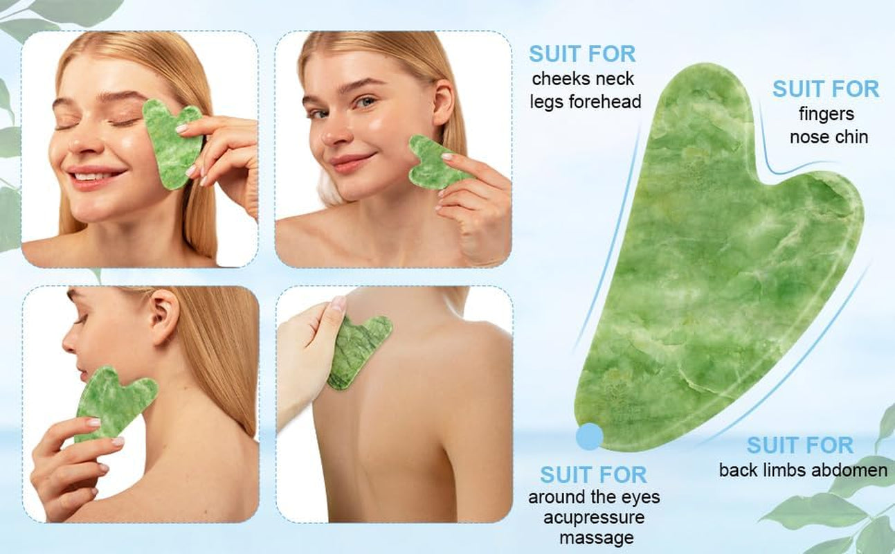 Cooling Natural Jade Face Roller & Gua Sha Tool