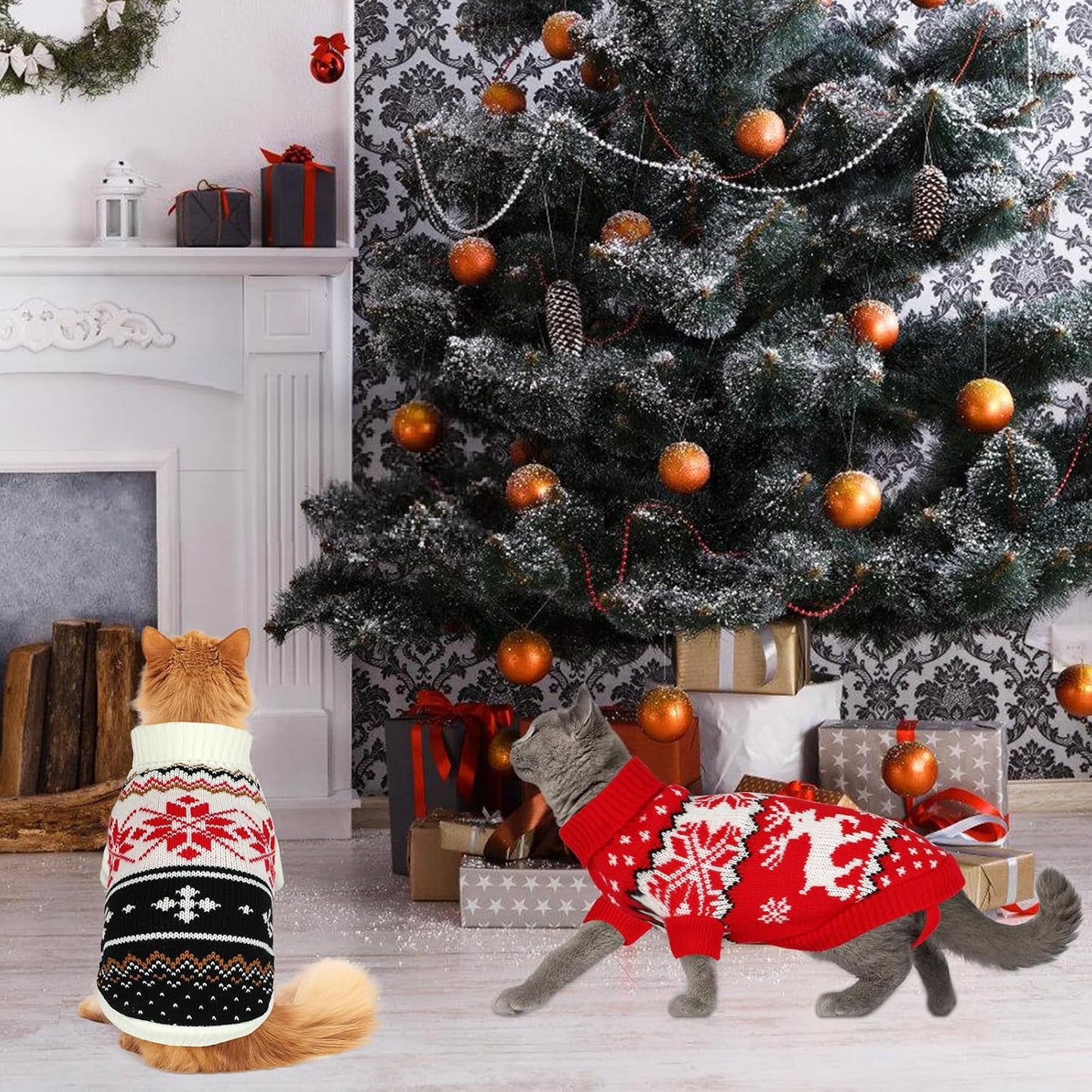 2 Pack Knit Pet Sweater, Winter Outfit for Cats & Small Dogs,L