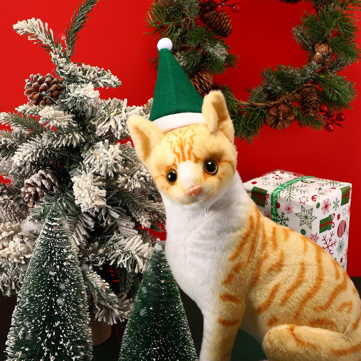 Adjustable Christmas Santa Hat for Dogs Cats, Mini Small Dog Cats Pet Santa Christmas Hat Party Decoration for Cat Small Dog Rabbit Puppy Doll Xmas Costume Accessories Outfit(Green)