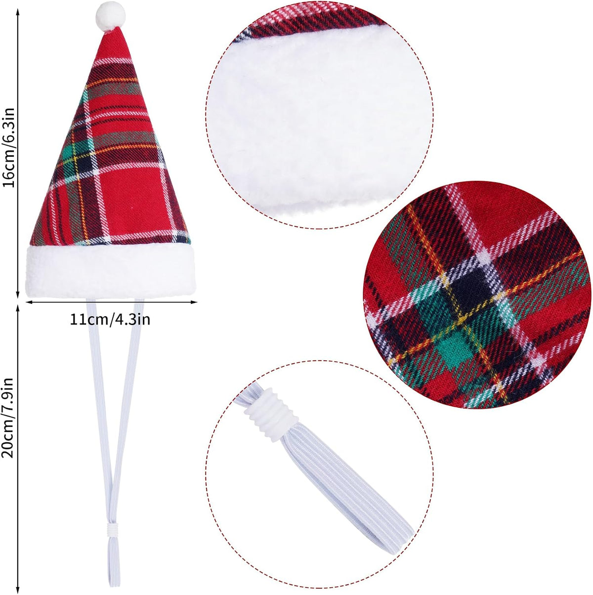 6 Pieces Pet Cat Dog Christmas Santa Hat Holiday Party Cute Costumes for Puppy Kitten Christmas Cosplay Dress up Supplies (Mixed Pattern)
