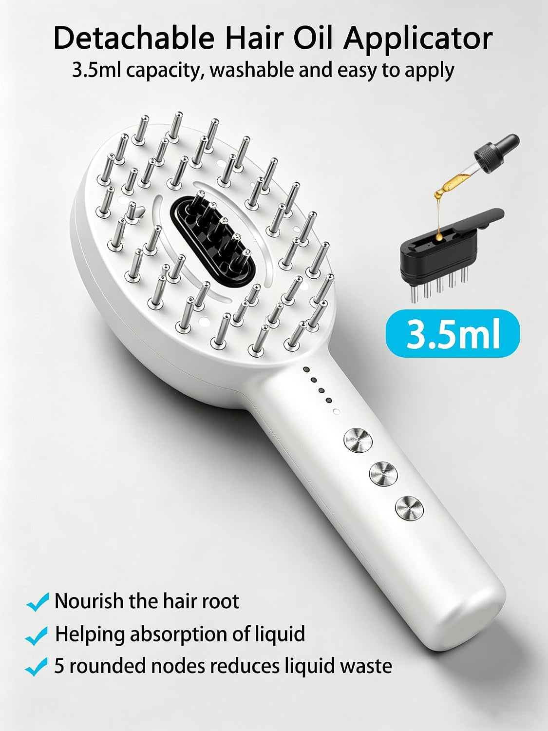 3-In-1 Electric Scalp Massager Brush, Vibrating Scalp Massager Comb with Hair Oil Applicator for Scalp/Face/Body Relaxation, Portable Massager Tool for Home & Travel, Gift for Men & Women(White)