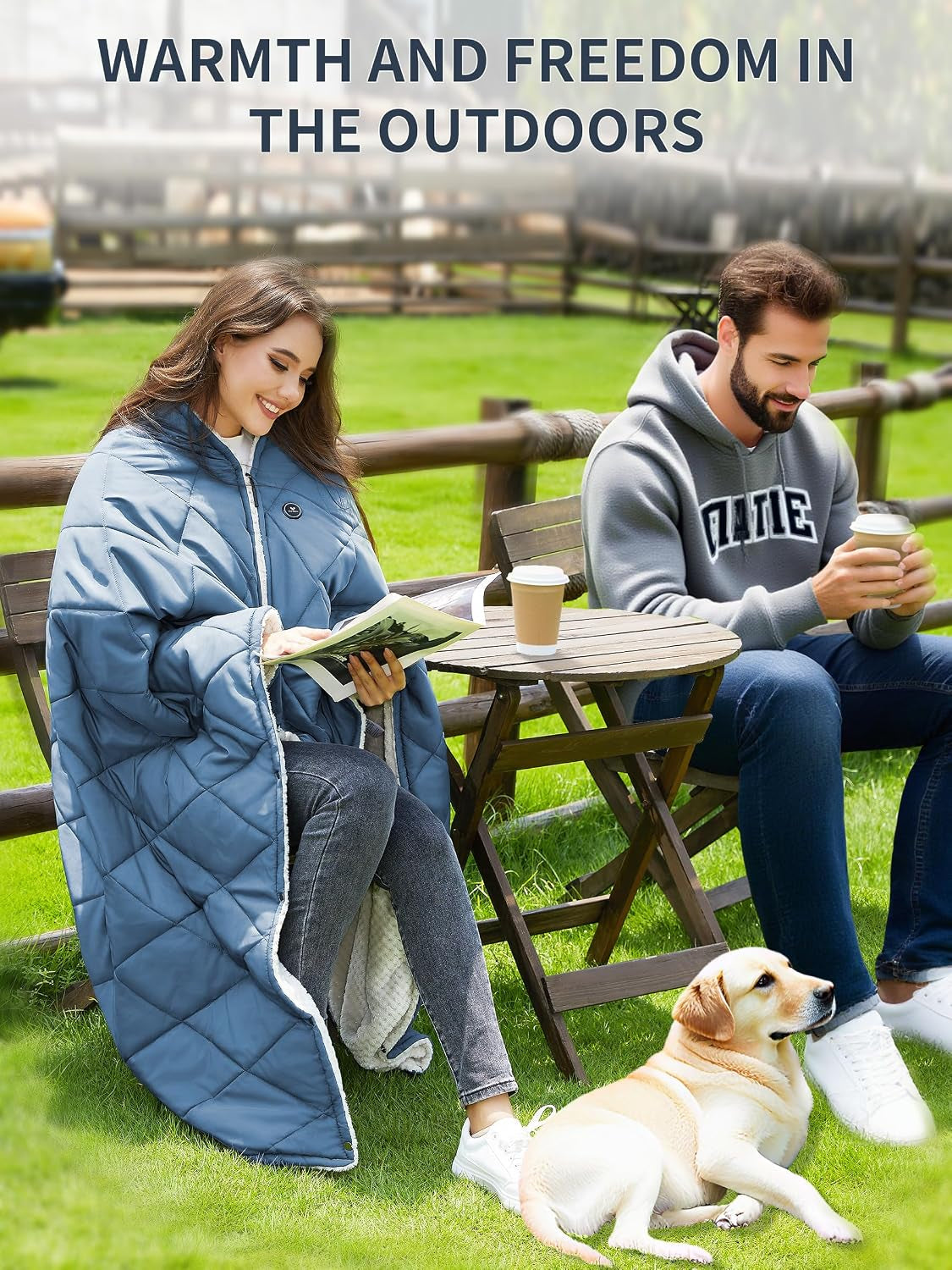 Wearable Heated Blanket,12V Cordless 15000 Mah,3 Heating Set