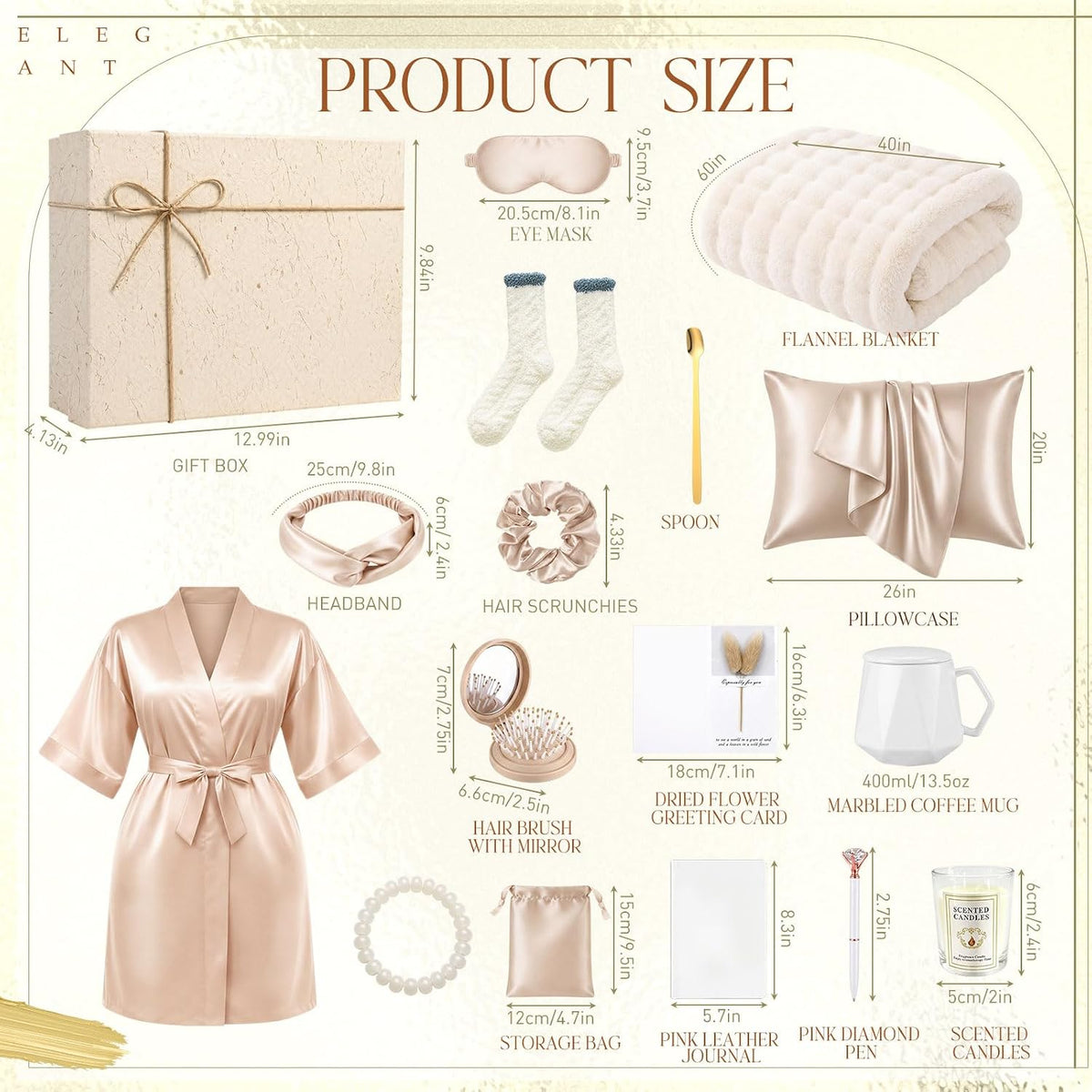 16 Pcs Birthday Gifts for Women, Champagne