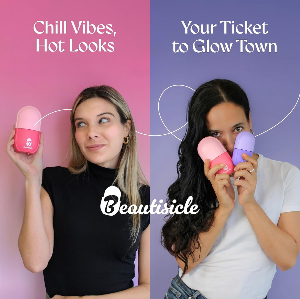 Beautisicle Ice Roller for Face & Eyes, Set of 2, Gua Sha
