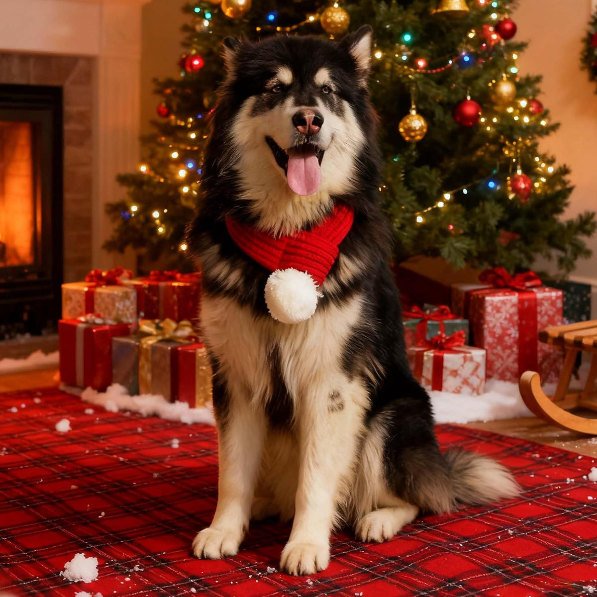 Pet Christmas Santa Scarf Outfit Costume for Small Large Dog,L