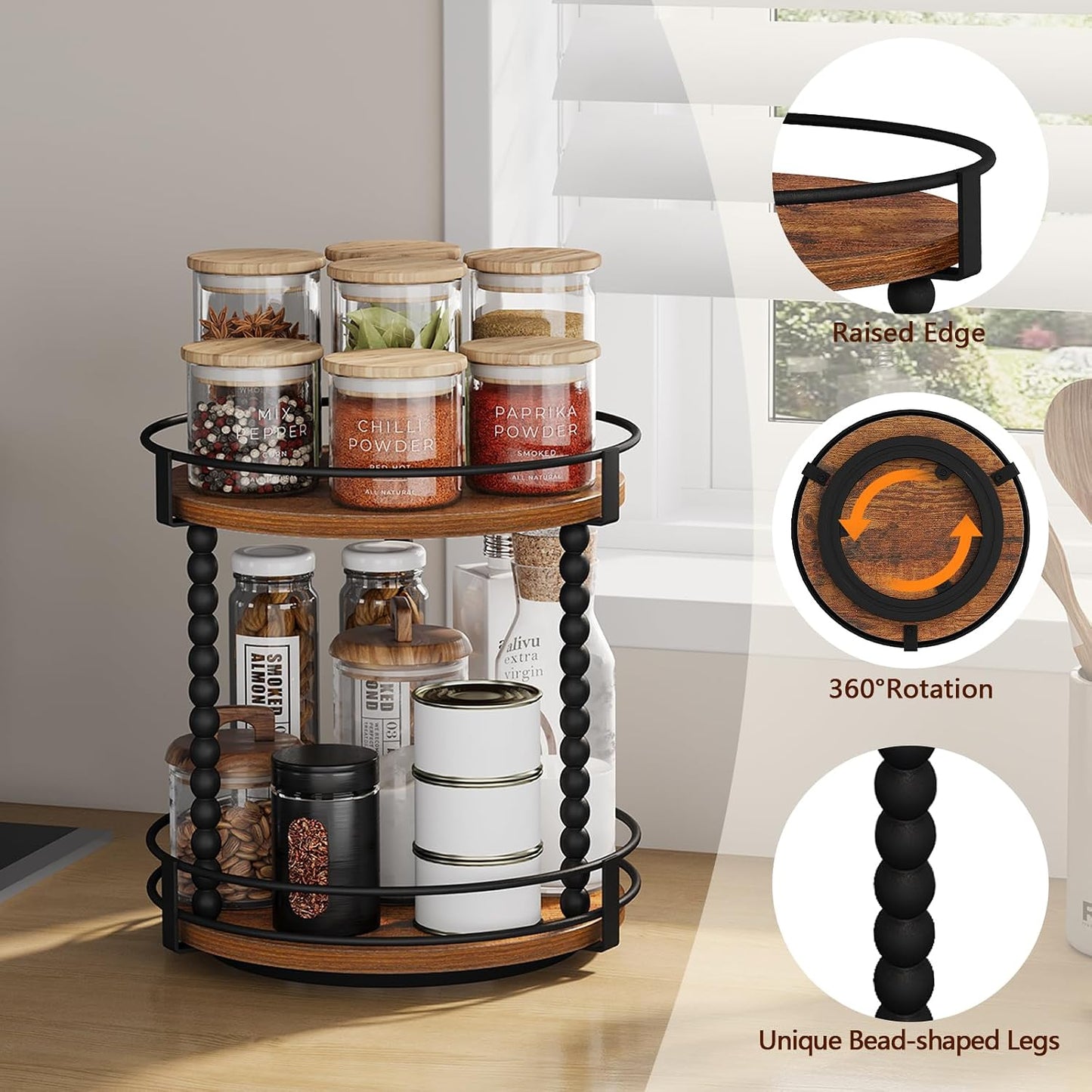 Lazy Susan Turntable Organizer, 11.2" Rotating Spice Rack Organizer
