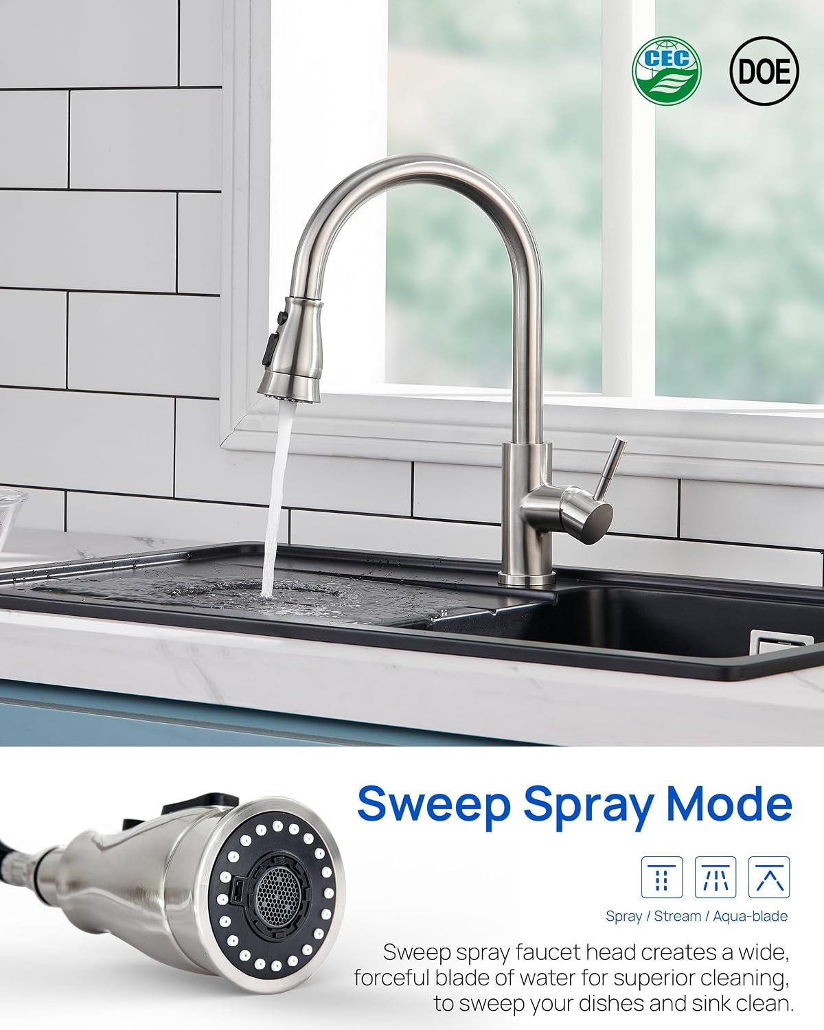 Kitchen Faucet Sprayer Head Replacement with 15 Adapters (UPDATED)