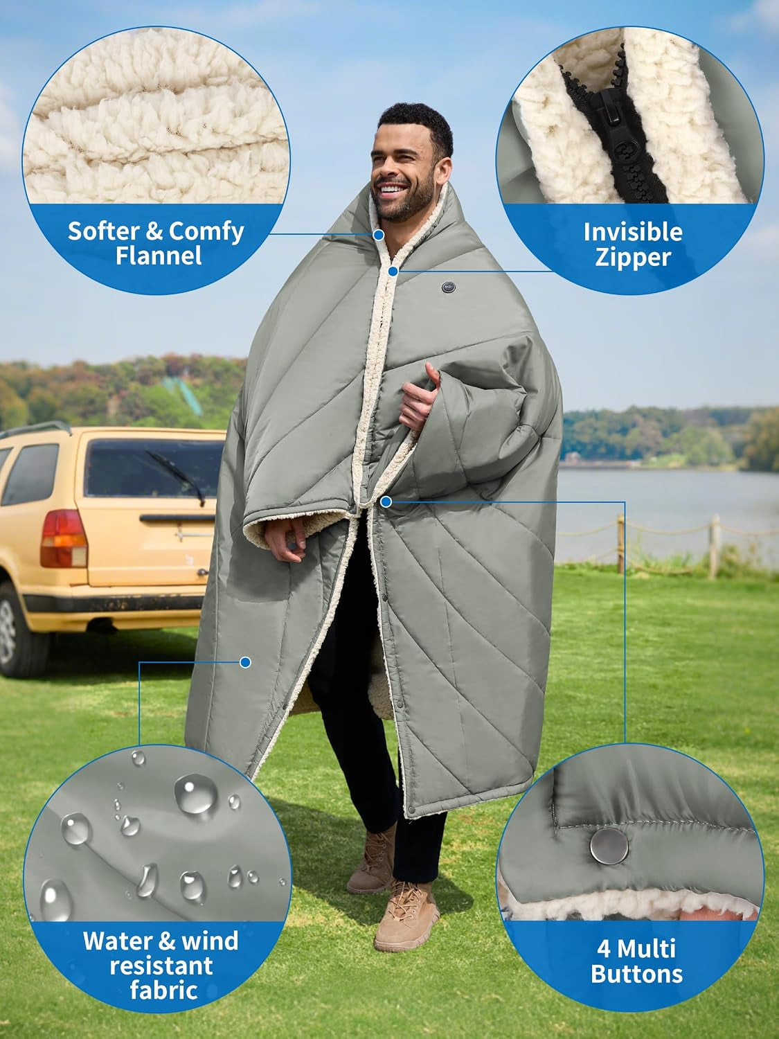 Heated Blanket Battery Operated, Portable Electric Heated Shawl Throw