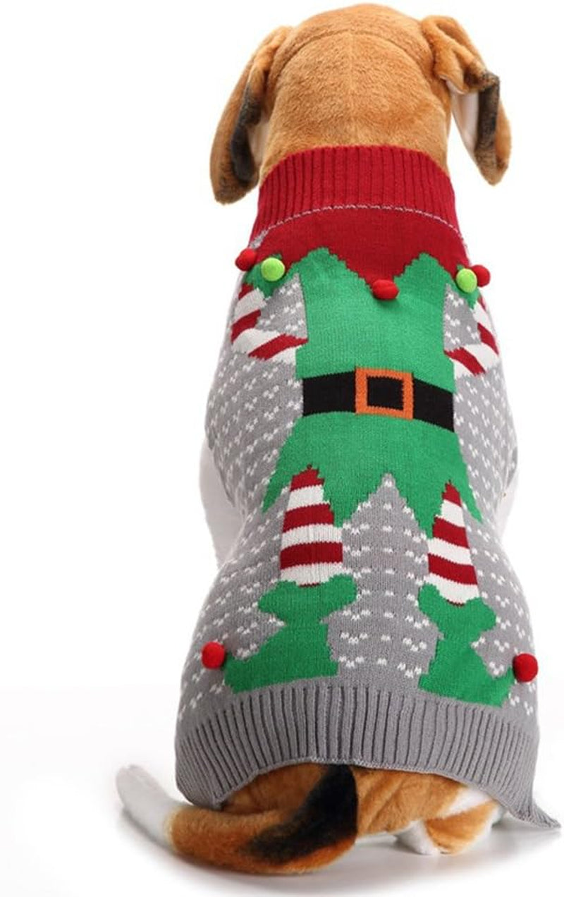 Christmas Dog Sweater Ugly Elf Pet Jumper Clown Holiday and Party for Dog and Cat (L)