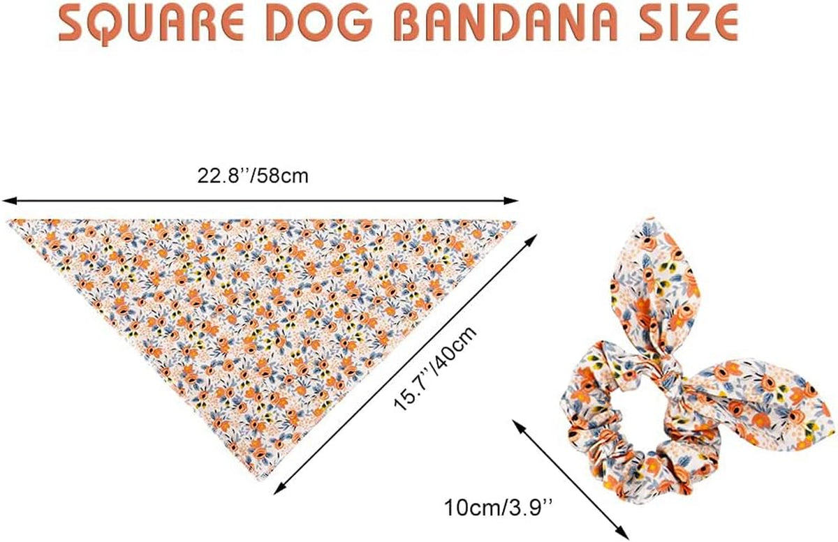 Floral Dog Bandanas Girl Matching Dog Bandana and Scrunchie Small