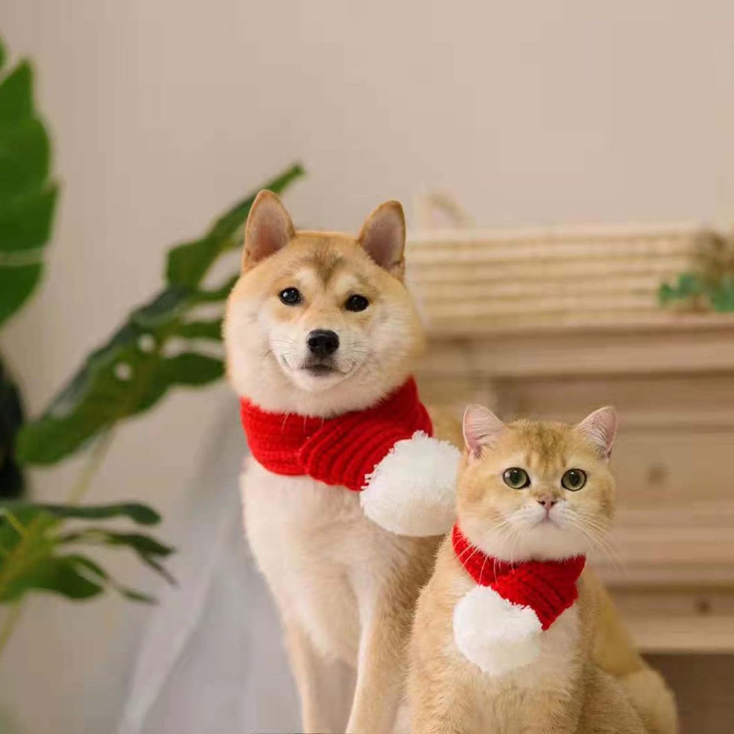 Pet Christmas Santa Scarf Outfit Costume for Small Large Dog,L