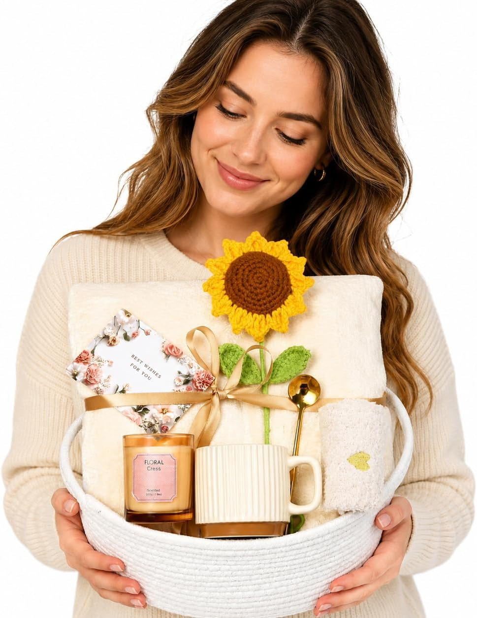 Get Well Gifts for Women after Surgery Care Basket with Cozy Blanket & Mug