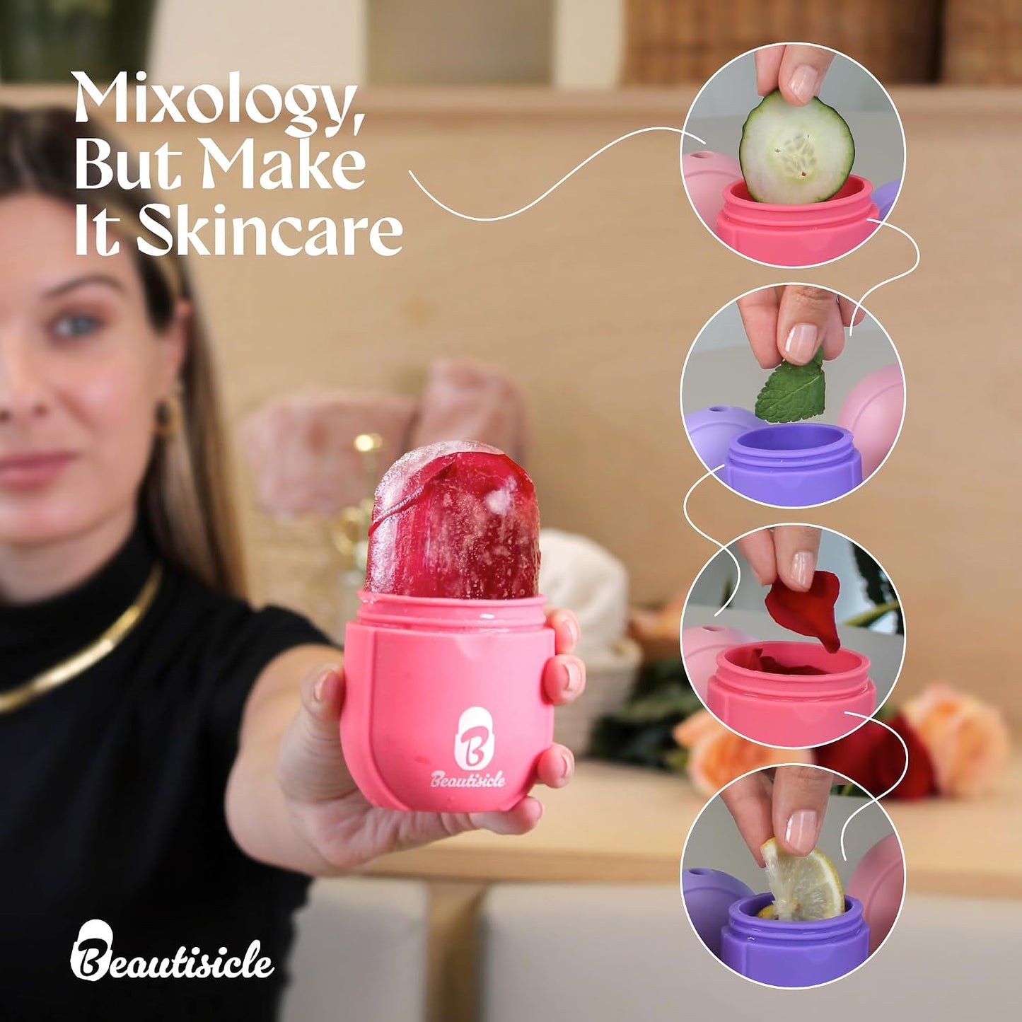 Beautisicle Ice Roller for Face & Eyes, Set of 2, Gua Sha