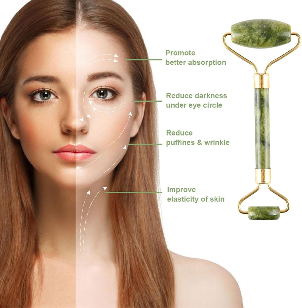 Cooling Natural Jade Face Roller & Gua Sha Tool