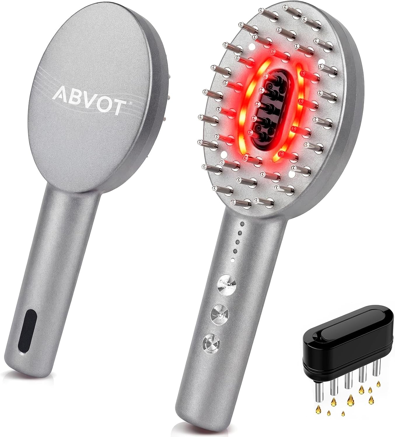 3-In-1 Electric Scalp Massager Brush, Vibrating Scalp Massager Comb with Hair Oil Applicator for Scalp/Face/Body Relaxation, Portable Massager Tool for Home & Travel, Gift for Men & Women (Grey)