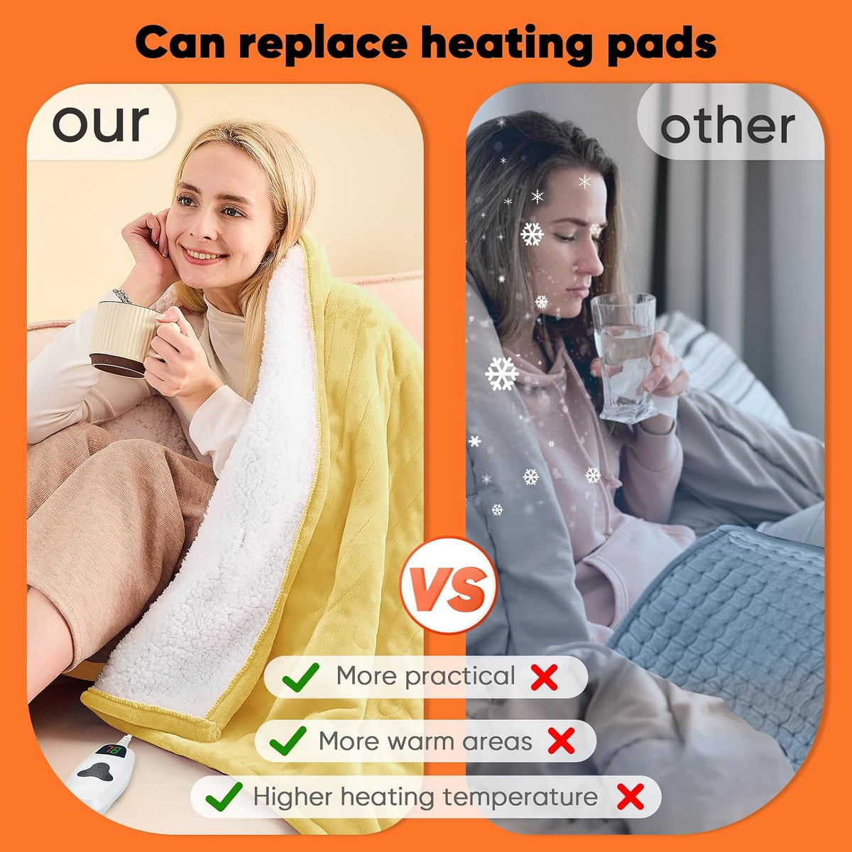 Heated Blanket Electric Full 72"X84", Heating Blankets with 10 Heat Levels /8 Hours Auto-Off, Soft Flannel Sherpa Fluffy House Warming Gifts for Grandma Seniors Mom,Cream Yellow