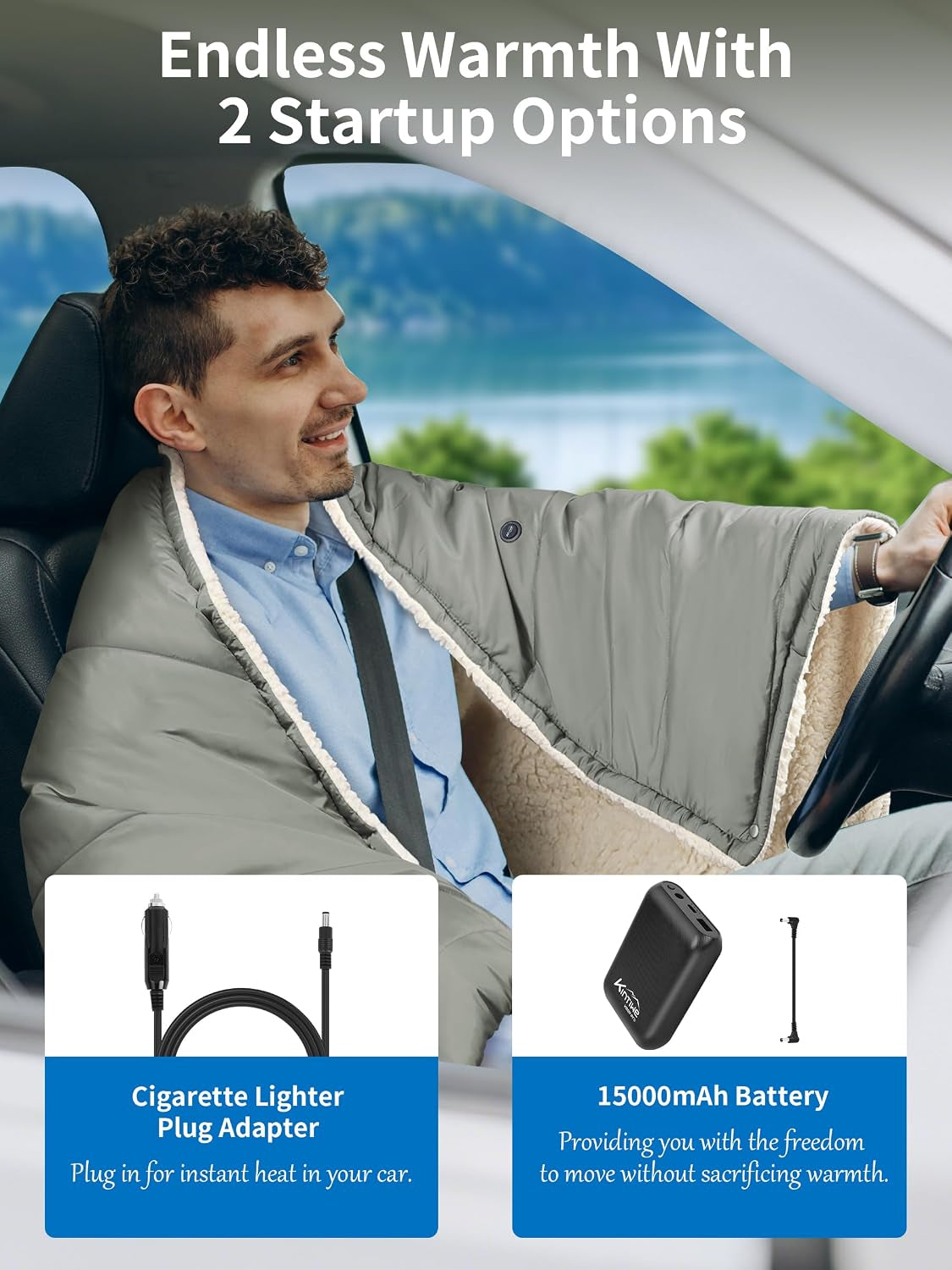 Heated Blanket Battery Operated, Portable Electric Heated Shawl Throw