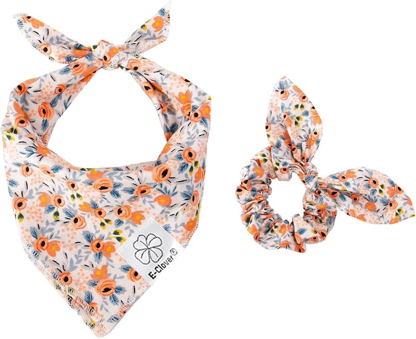 Floral Dog Bandanas Girl Matching Dog Bandana and Scrunchie Small