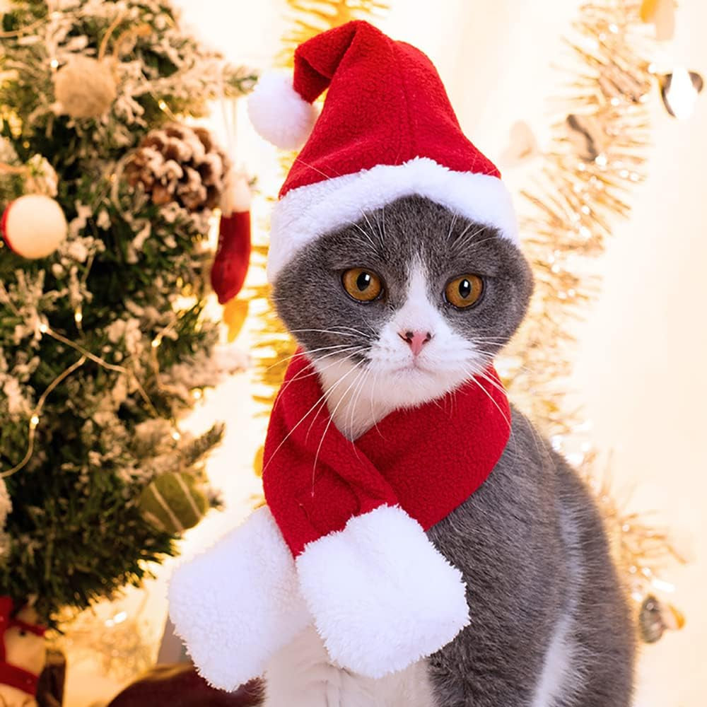 2PCS Cat Christmas Pet Costume for Kitten Christmas Costume Supplie