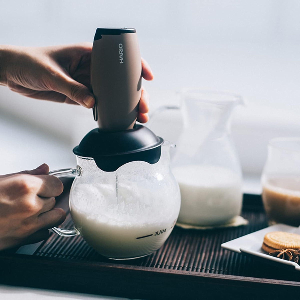 "Qto" Electric Milk Frother with Server, 100Ml, Brown