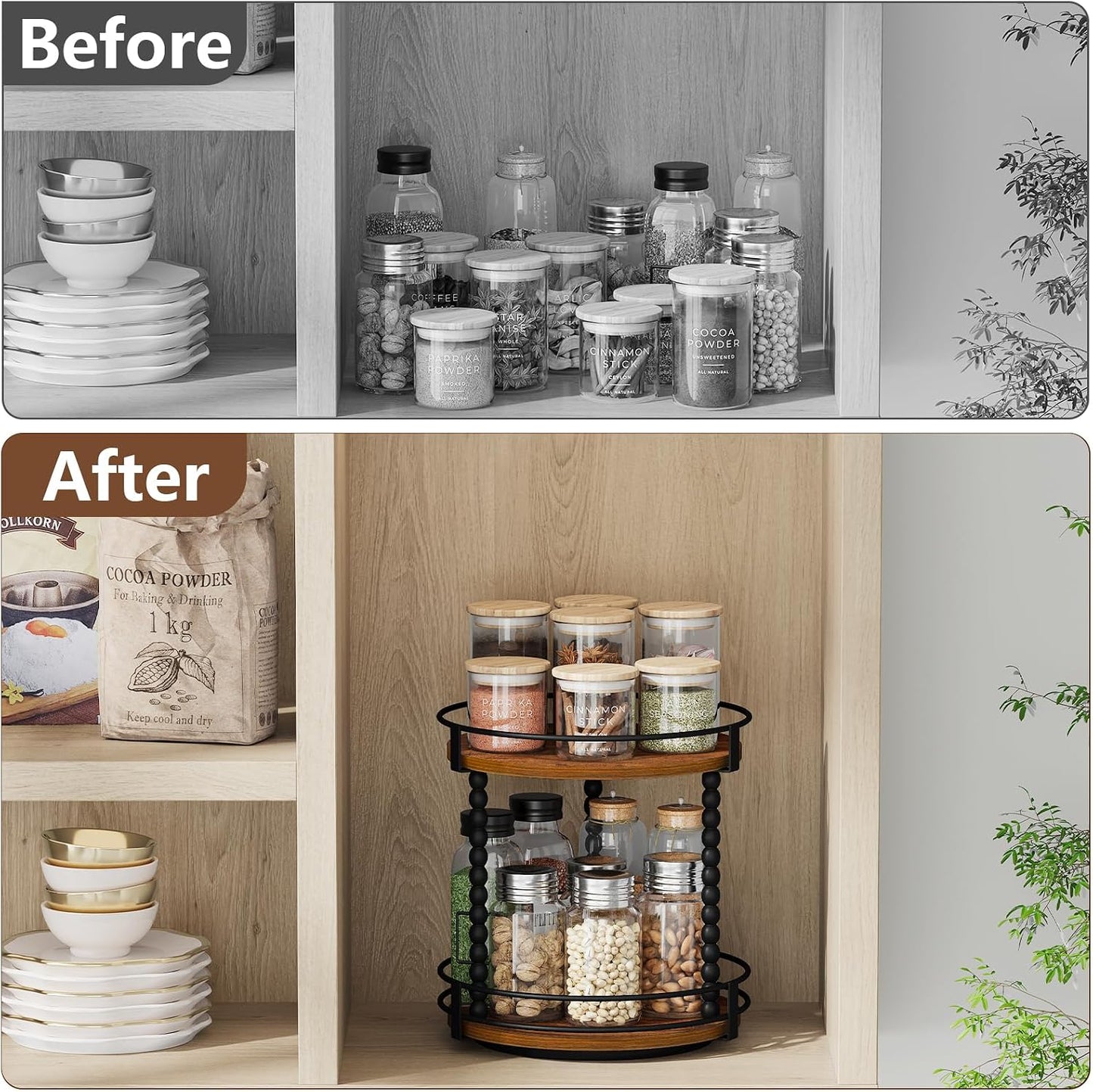 Lazy Susan Turntable Organizer, 11.2" Rotating Spice Rack Organizer