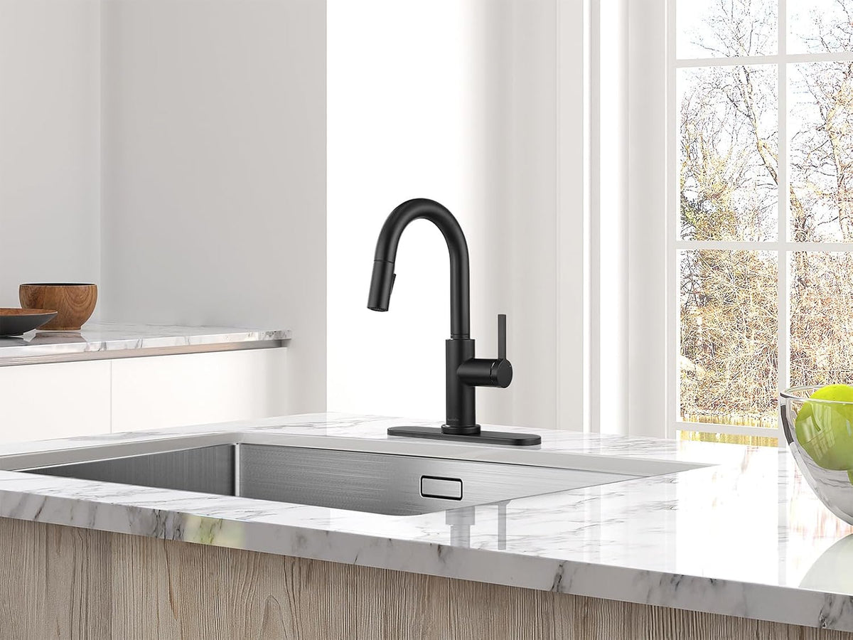 AS32MB Matte Black Bar Faucet or Prep Kitchen Sink Faucet with Pull down Sprayer and Single Handle