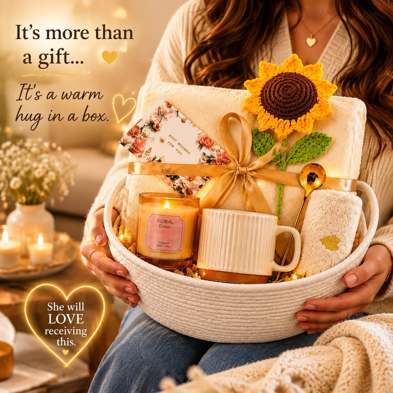 Get Well Gifts for Women after Surgery Care Basket with Cozy Blanket & Mug
