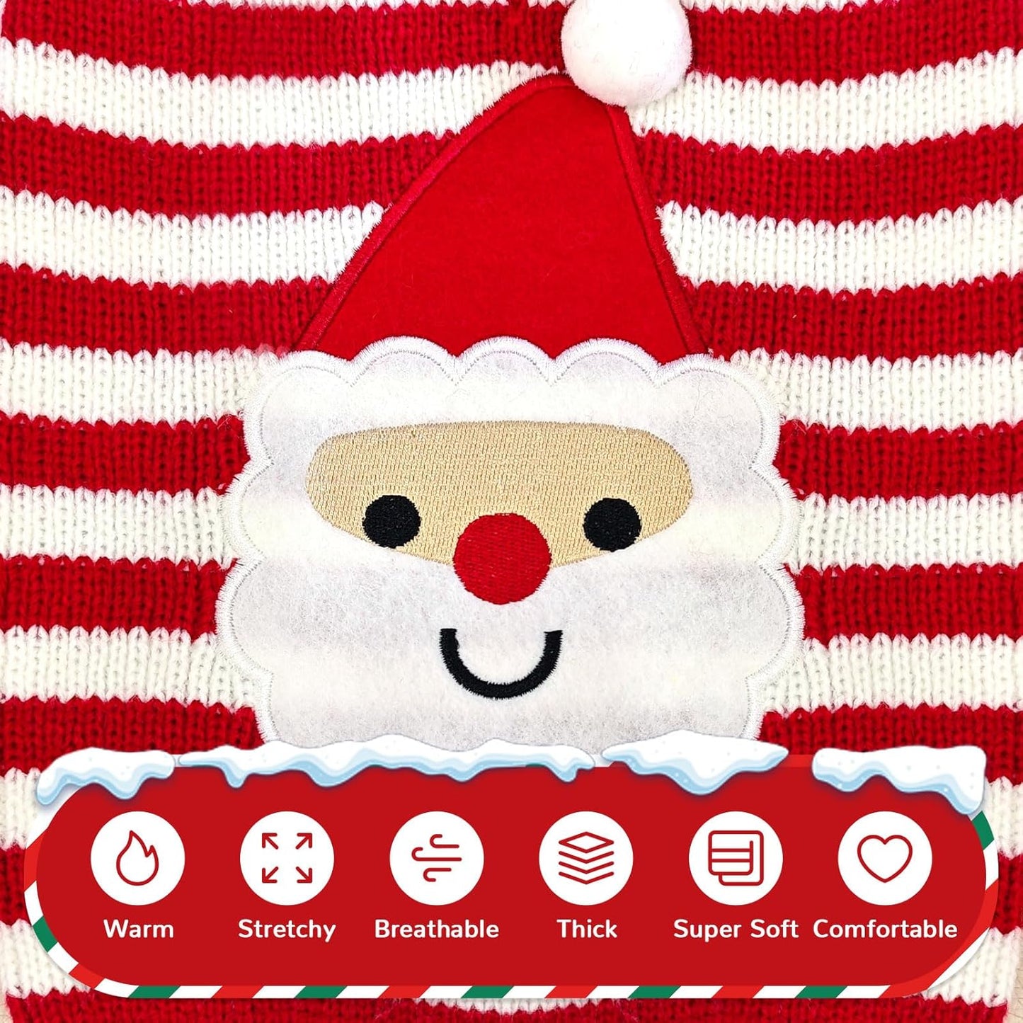 Santa Dog Sweater Christmas Funny Cute Red Striped Cat Sweater Vest Pet Holiday Dog Clothes Puppy Sweaters for Small Medium Large Dogs Cats Fall Winter Outfits Xmas Dogs Costume,Medium