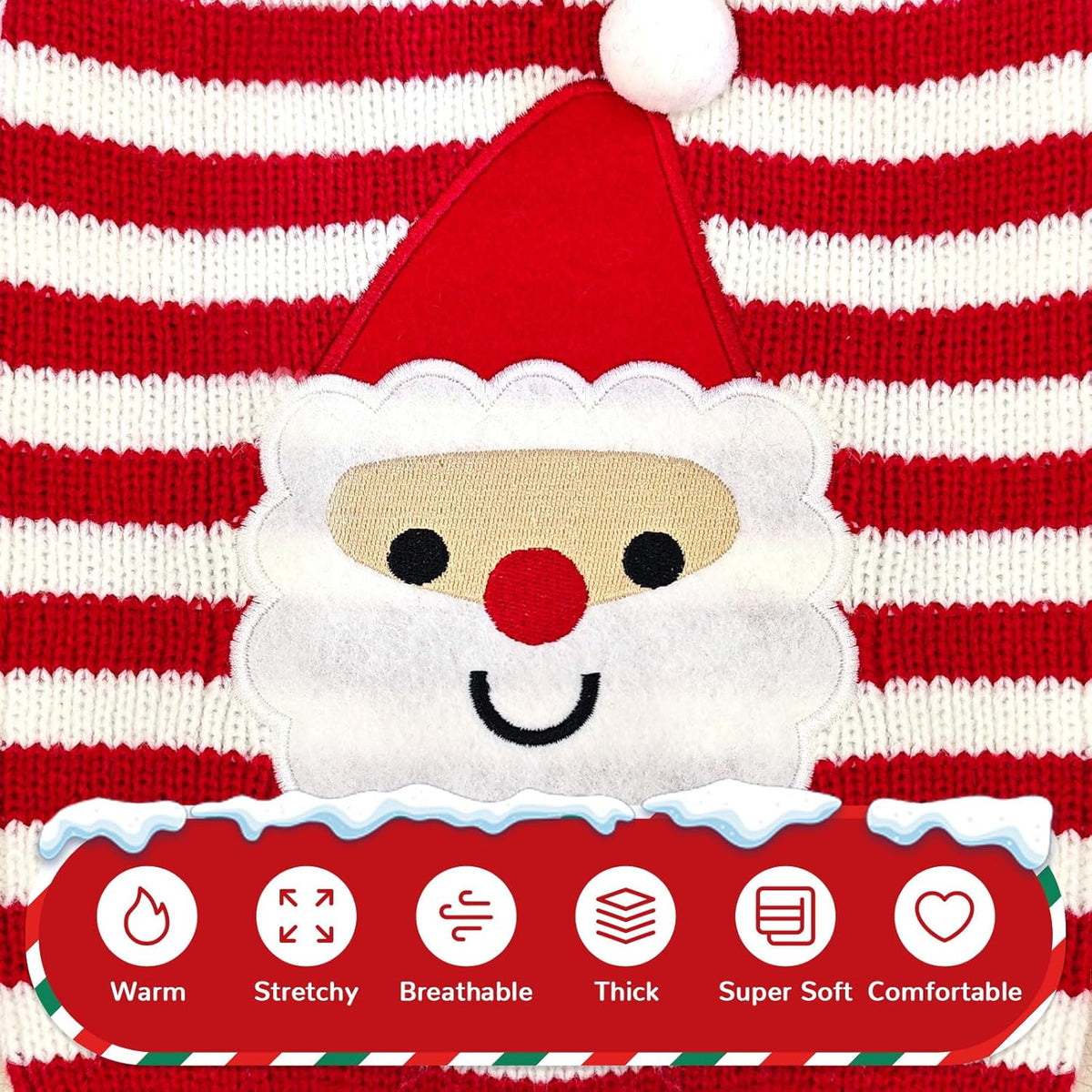 Santa Dog Sweater Christmas Funny Cute Red Striped Cat Sweater Vest Pet Holiday Dog Clothes Puppy Sweaters for Small Medium Large Dogs Cats Fall Winter Outfits Xmas Dogs Costume,Medium