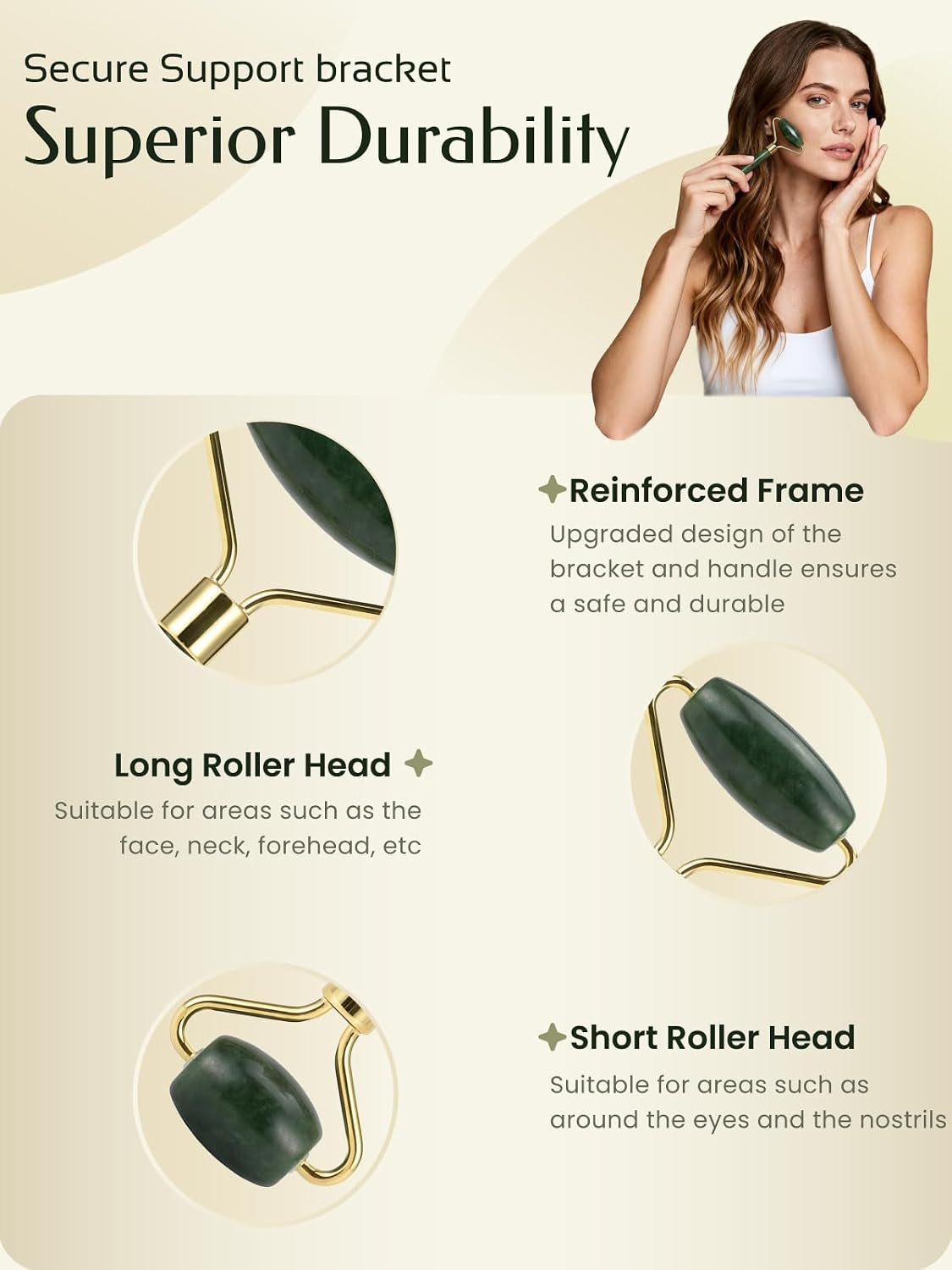 Face Roller & Gua Sha Facial Tools, Face Massager for Self Care, Jade Roller for Face, Jawline Sculpting and Puffiness Reducing