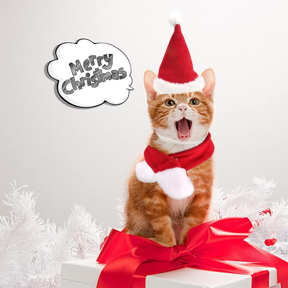 2PCS Cat Christmas Pet Costume for Kitten Christmas Costume Supplie
