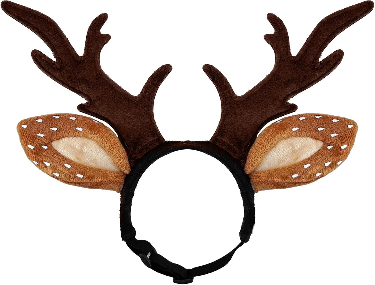 Dog Cat Christmas Reindeer Antlers Headband Classic Adjustable Elk Hat Headwear Pet Deer Cospaly Costumes Accessories (L(For Medium Big Dogs))