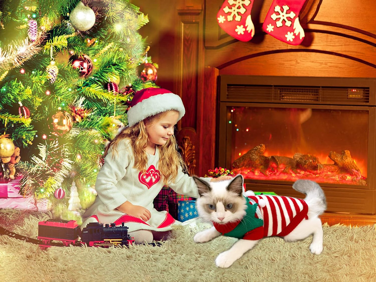 Dog Christmas Sweater Pet Winter Knitwear Xmas Elf Costume Clothes Coats Sweater for Kitty Puppy Cat XXL