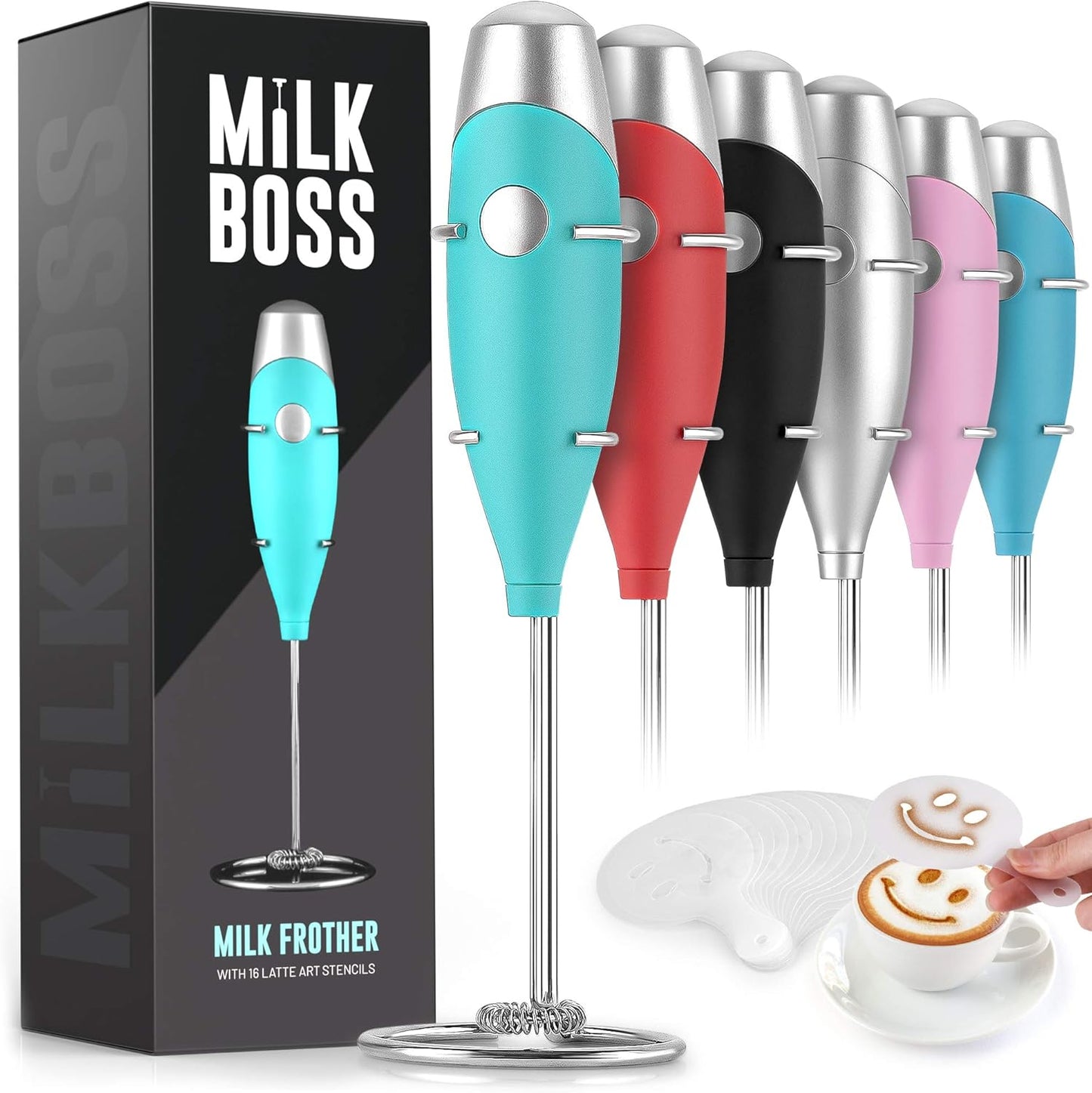 Matcha Whisk - Handheld Electric Stirrer - Frother Wand & Drink Mixer - Whisk for Green Tea - Durable Stainless Steel Blender - Smooth Teal Mighty