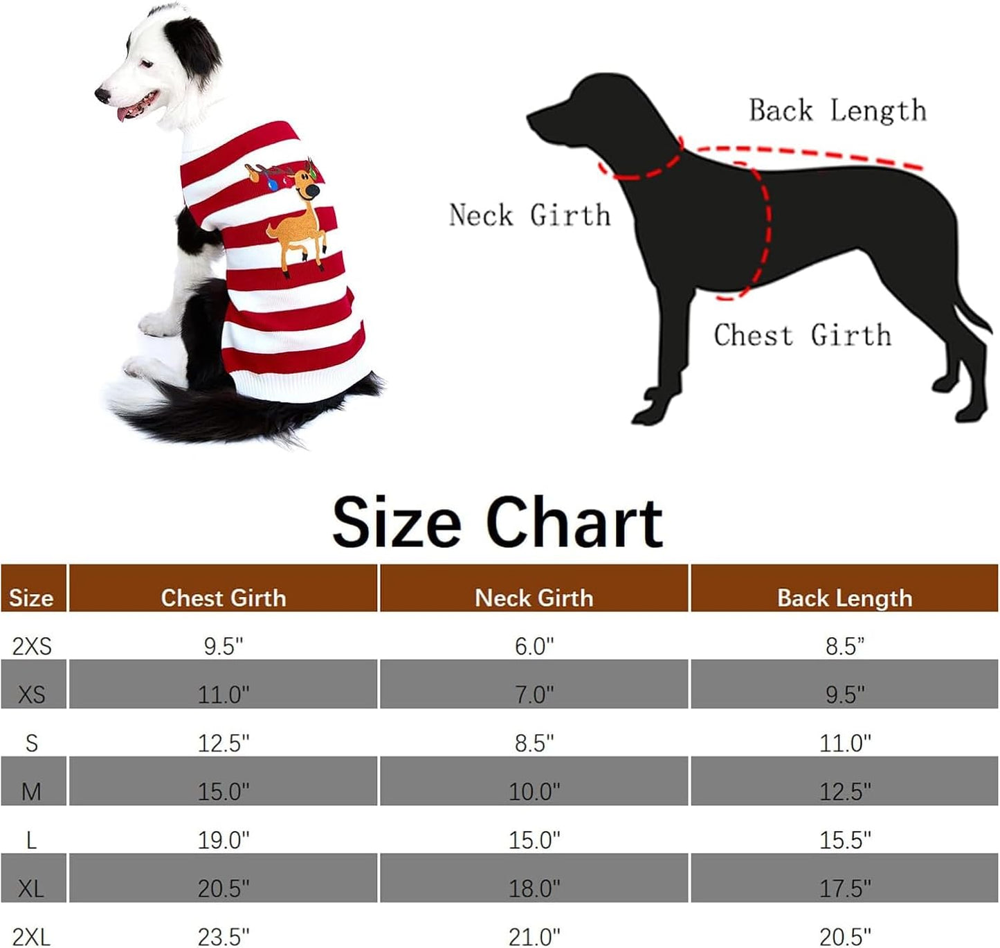 Dog Sweater Pet Christmas Elk Bells Sweaters Halloween Reindeer for Small Dog and Cat(Red,Xl)