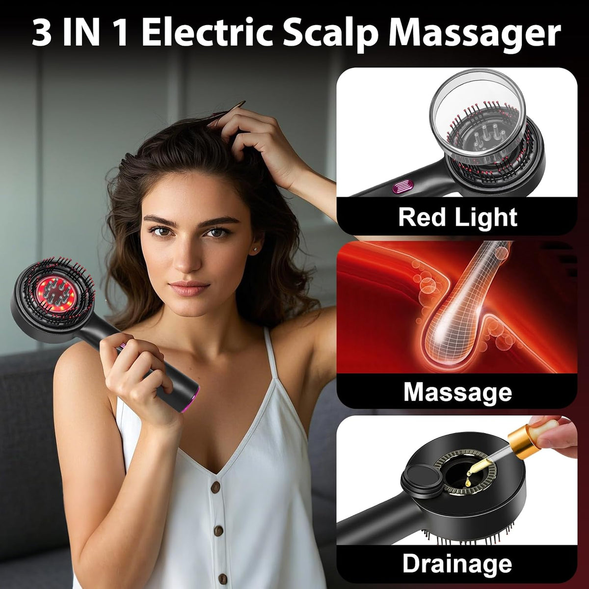 Laser Therapy Hair Growth Comb, Hair Oil Applicator,Electric Scalp Massager Hair Growth with IPX7 Waterproof