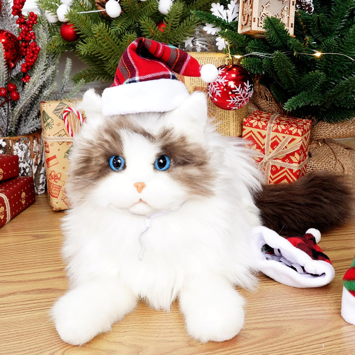 6 Pieces Pet Cat Dog Christmas Santa Hat Holiday Party Cute Costumes for Puppy Kitten Christmas Cosplay Dress up Supplies (Mixed Pattern)