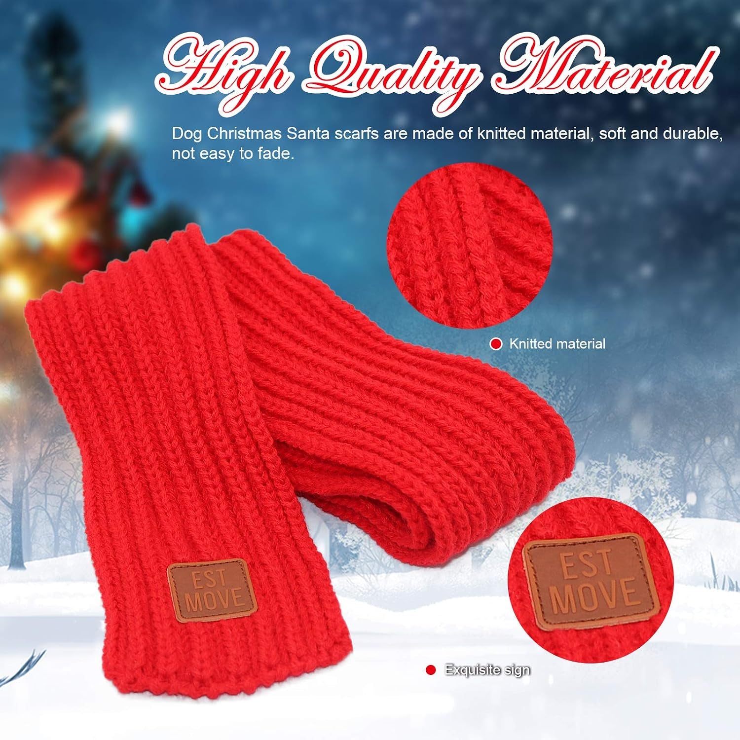 Dog Santa Hat and Scarf, Christmas Dog Costumes for Small Dogs & Cats